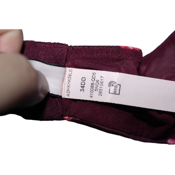 Women's Victoria's Secret Dream Angels Push-Up Bra Red Pink Floral Bra Size 34DD - Picture 8 of 8